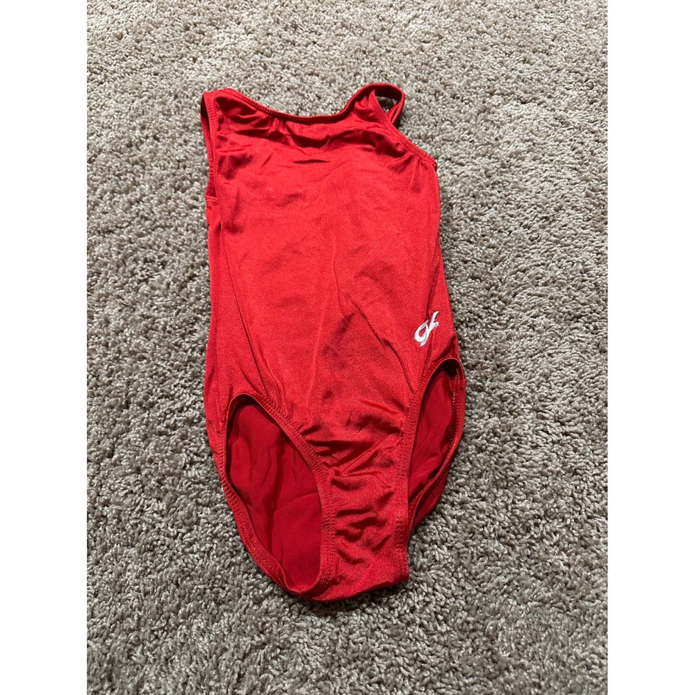 GK‎ Elite Sportswear Gymnastics Leotard Red Sleeveless Scoop Neck Girls Medium